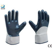 Cotton Jersey Shell Half Coated Nitrile Coated Safety Work Gloves (N6037)